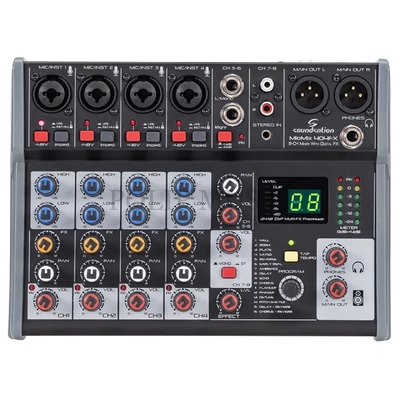 Soundsation MIOMIX 404FX - 8-Channel Professional Audio Mixer with 24-bit Digital Multi-Effect