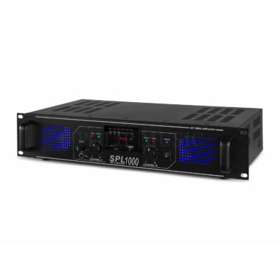 Skytec SPL-1000MP3 végfok erősítő 2x250W + MP3 lejátszó – fekete