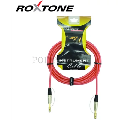 Roxtone TGJJ100L5-TRD 6,3 Jack - 6,3 Jack professzionális gitárkábel(transparent piros) 5m