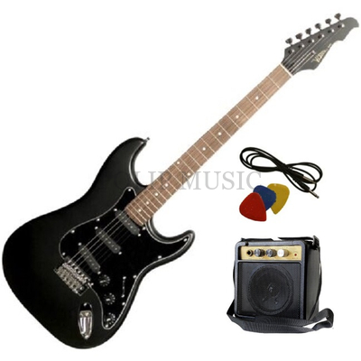 Vision ST5 BM “Black Head” series matt fekete elektromos gitár + Mini gitárerősítő Szett