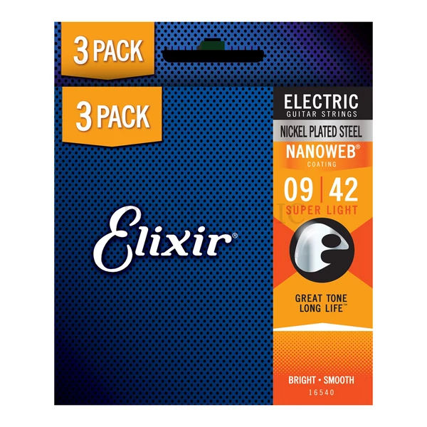Elixir NanoWeb (16540) 9-42 Super Light 3 db-os elektromos gitárhúr szett