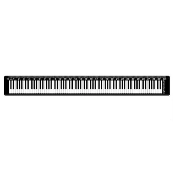 Zongorabillentyű mintás fekete vonalzó 30 cm Zenei ajándéktárgy