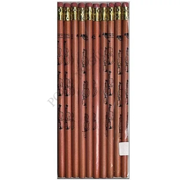 Tüdő színű Ceruza - Hegedű mintával, radírral AIMG01409A Zenei ajándéktárgy