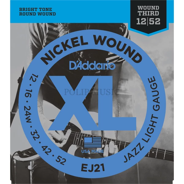 D'Addario EJ21 Jazz Light Húrkészlet 012-052 elektromos gitár húrszett