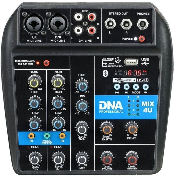 DNA MIX 4U 4 csatornás USB, MP3, Bluetooth analóg Keverő