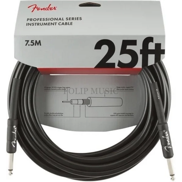 Fender Professional Series Fekete Egyenes - Egyenes 7,5m