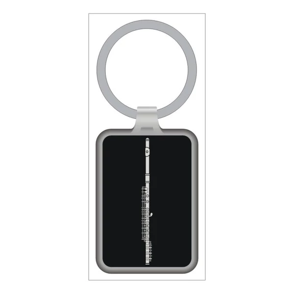 Fém, fuvola mintás kulcstartó 7,5x3 cm  AGK1068 Zenei ajándéktárgy