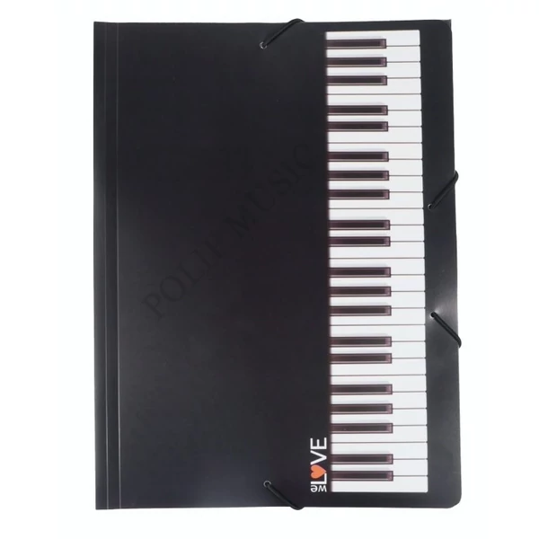 Zongorabillentyű mintás gumis mappa AGF1029 A/4 méretű Zenei ajándéktárgy