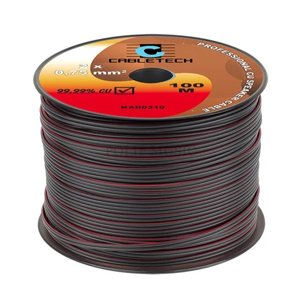 Cabletech KAB0310 Réz kábel fekete 2x0,75 mm2 hangszórókábel méterre