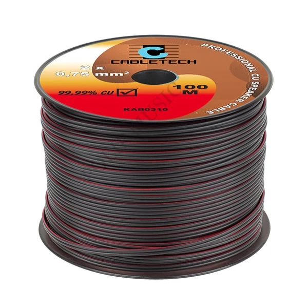 Cabletech KAB0310 Réz kábel fekete 2x0,75 mm2 hangszórókábel méterre