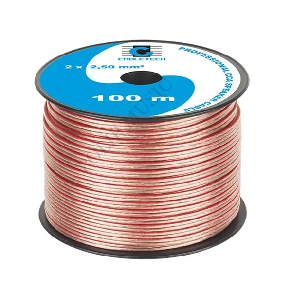 KAB0360 Hangszórókábel, transzparens, réz-alumínium CCA, 2x2,5mm2 méterre