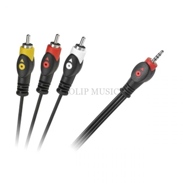 Kábel KPO2851L-3 3,5mm Jack dugó (4pólusú) - 3 RCA dugó 3m