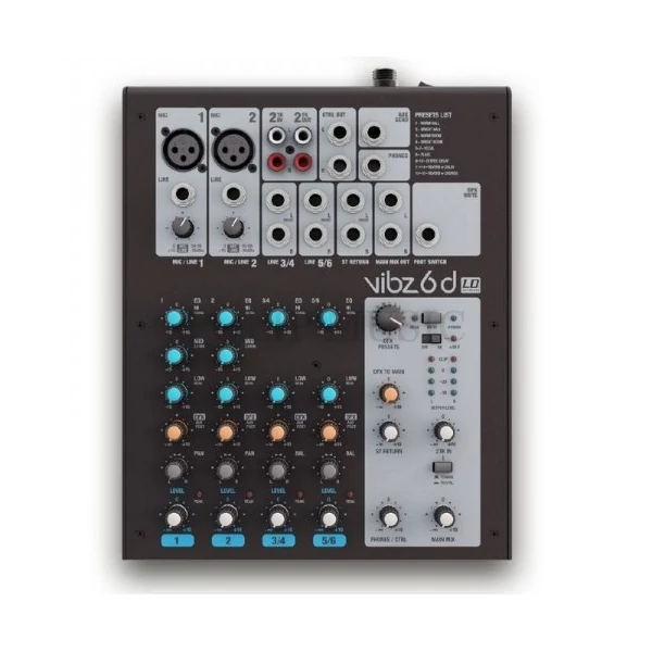 LD Systems VIBZ 6 D 6 csatornás keverőpult digitális effektprocesszorral