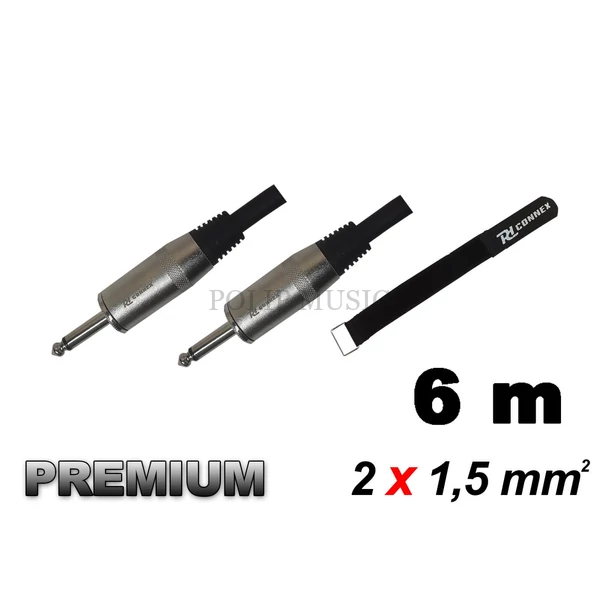 Power Dynamics PD Connex (Jack - Jack) (2x1,5mm2) + tépőzár Prémium hangfalkábel 6m