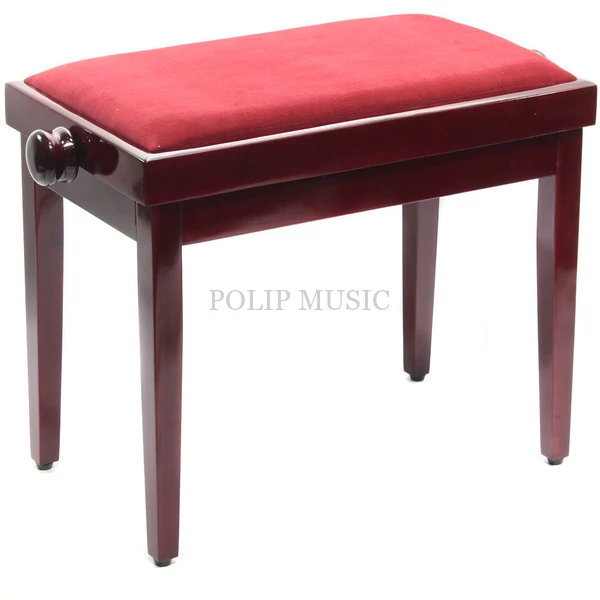 Pianonova SG-801 M állítható magasság 46-59 cm piros bársony - mahagóni felületű zongorapad