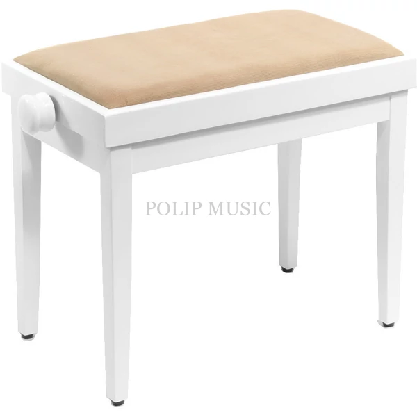 Pianonova SG-801-WH állítható magasság 46-59 cm krémszín bársony- fehér felületű zongorapad