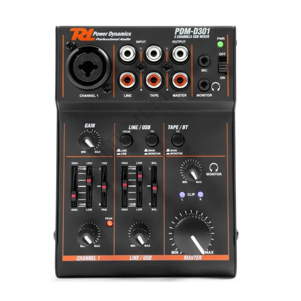 Power Dynamics PDM-D301 - 3 csatornás USB keverő