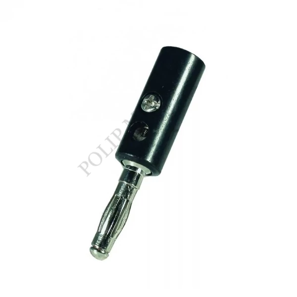 HOME BD 4/BK fekete, műanyag, keresztlyukas, csavarozható műanyag banándugó