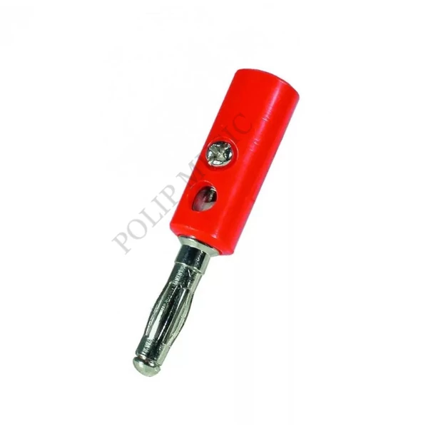 HOME BD 4/RD piros műanyag, keresztlyukas, csavarozható műanyag banándugó