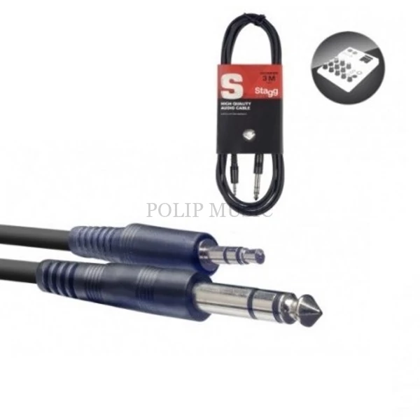Stagg SAC3MPSBPS 3,5mm Jack-6,3mm Jack sztereó kábel 3m