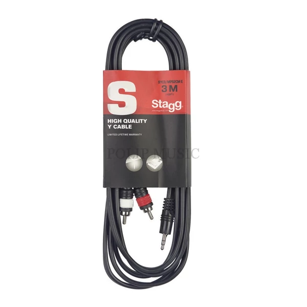 Stagg SYC3/MPSB2CM E, 3,5 jack-2xRCA kábel 3m