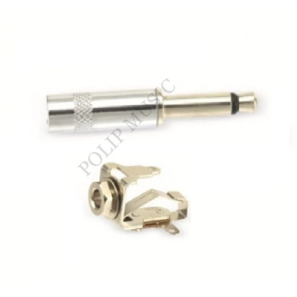 Forrasztható 6,3mm mono jack dugó WTY0019M fém, beépíthető aljzattal