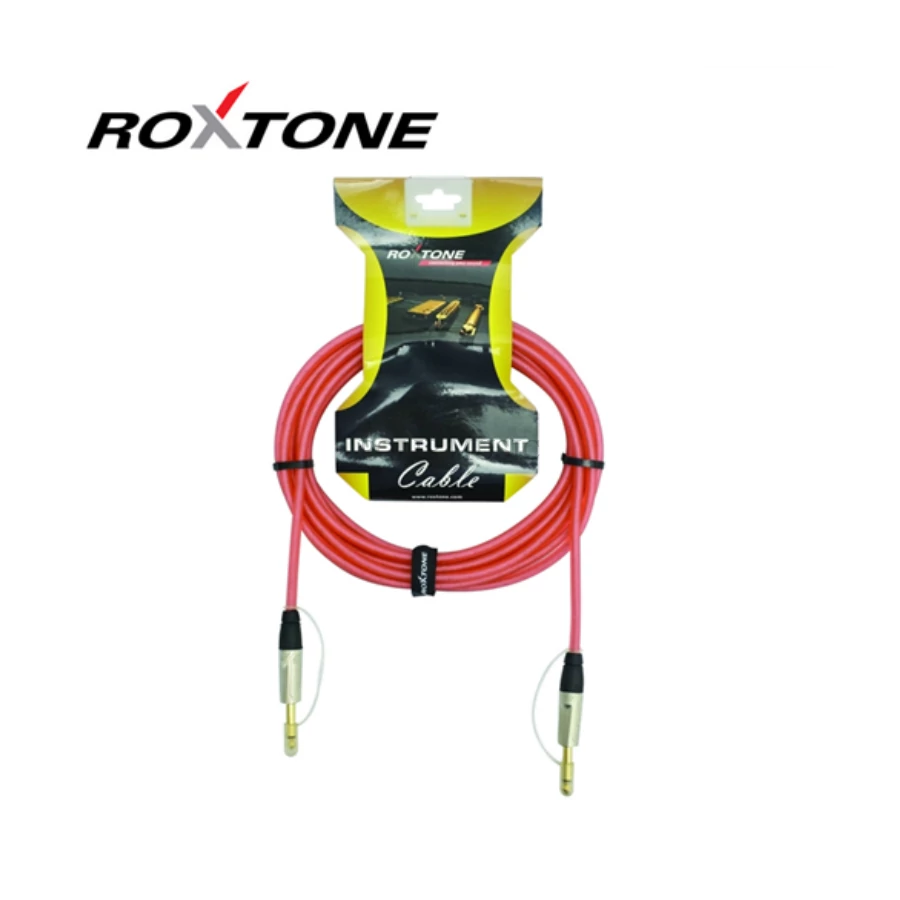 Roxtone TGJJ100L3-TRD 6,3 Jack - 6,3 Jack professzionális gitárkábel, 3m (transparent piros)