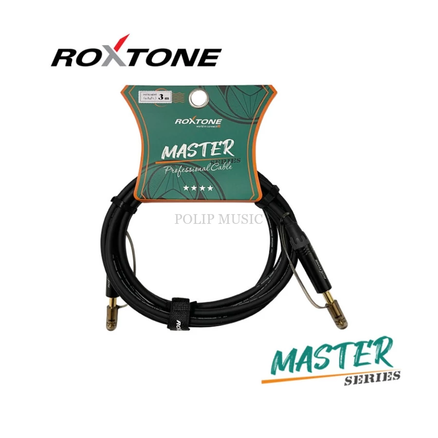 Roxtone MGJJ110L0030  6,3 Jack mono - 6,3 Jack mono professzionális aranyozott gitárkábel, 3m (fekete)