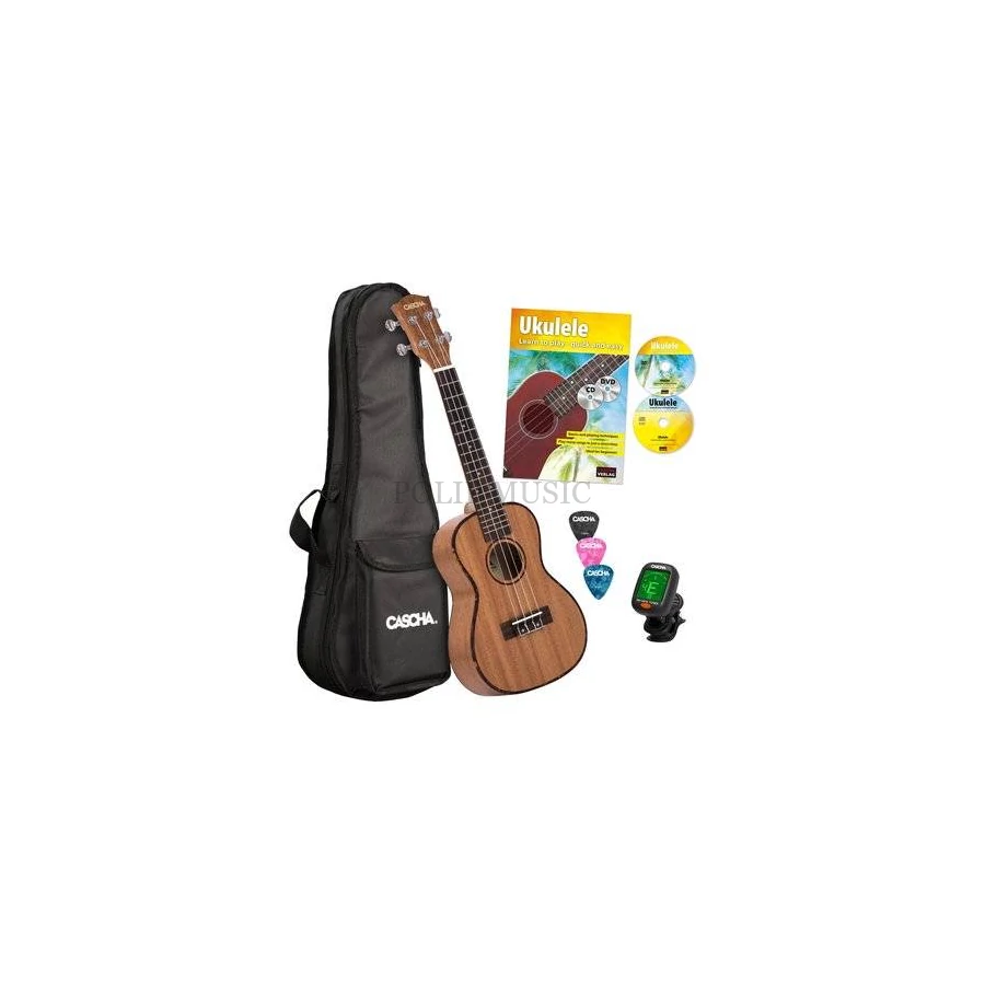 Cascha HH 2036 DE Premium Mahogany Concert Ukulele Bundle szett