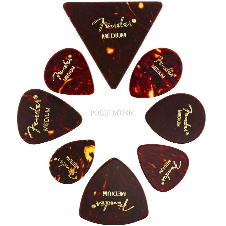 Fender All Shapes Celluloid Medley Tortoise Shell pengető (8db) szett Medium