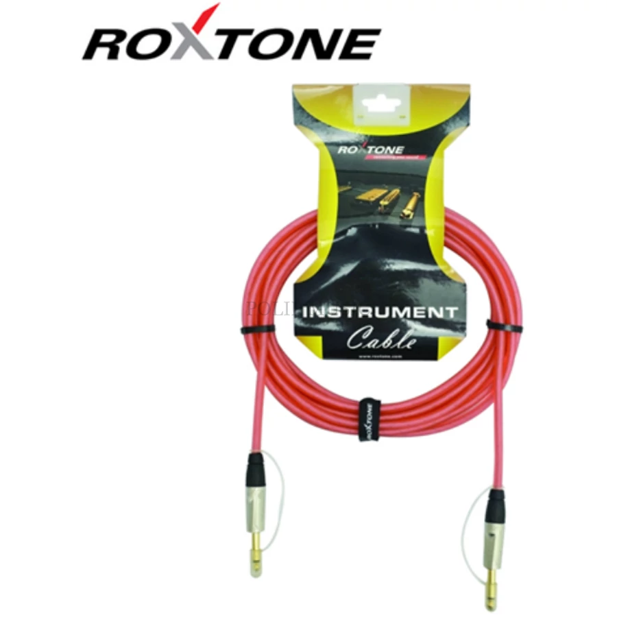 Roxtone TGJJ100L5-TRD 6,3 Jack - 6,3 Jack professzionális gitárkábel(transparent piros) 5m