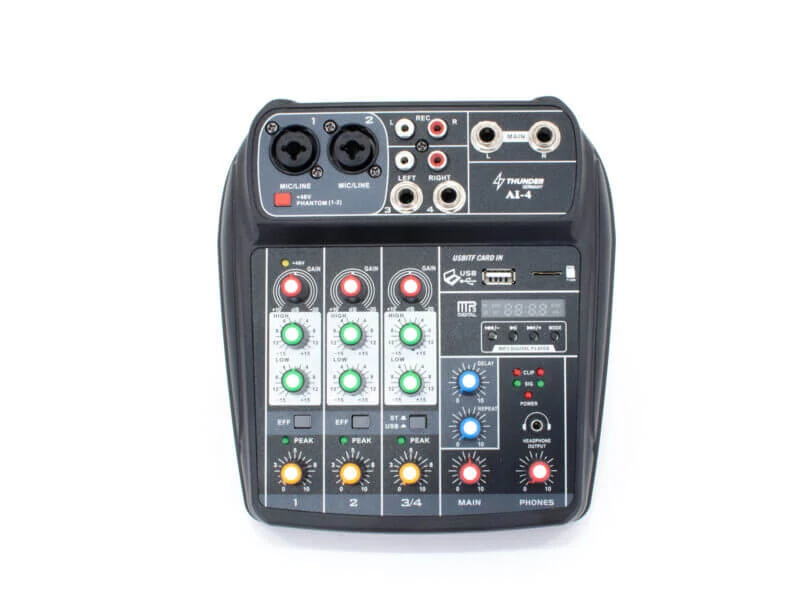 Thunder AI-4 – 4 csatornás stúdió / zenekari keverő, USB, Bluetooth + Effekt
