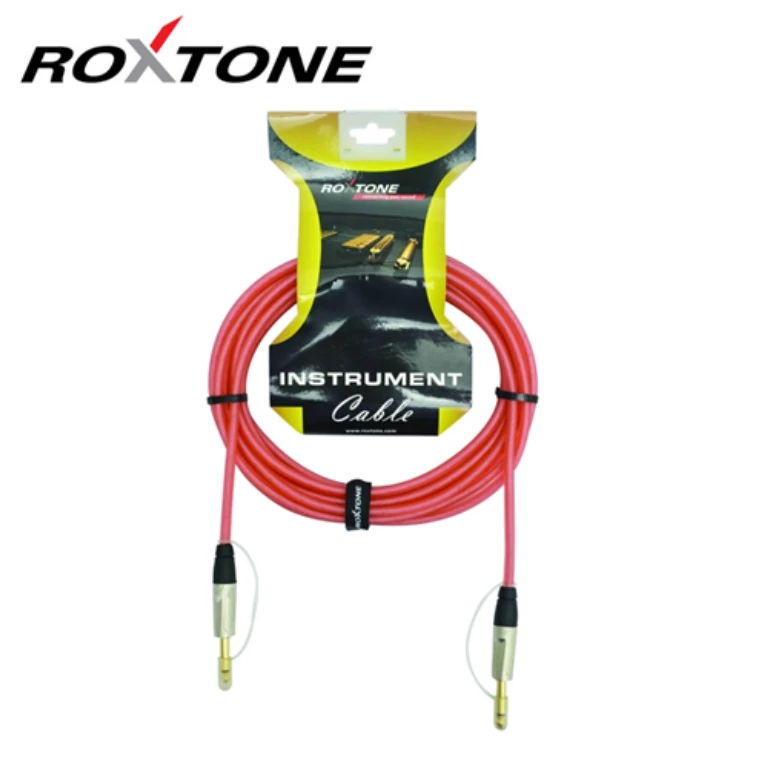 Roxtone TGJJ100L3-TRD 6,3 Jack - 6,3 Jack professzionális gitárkábel, 3m (transparent piros)