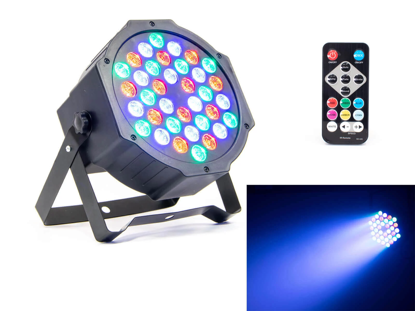 Thunder FTL36R Flat PAR RGB (36x1W) DMX LED reflektor, színező + TÁVIRÁNYÍTÓ