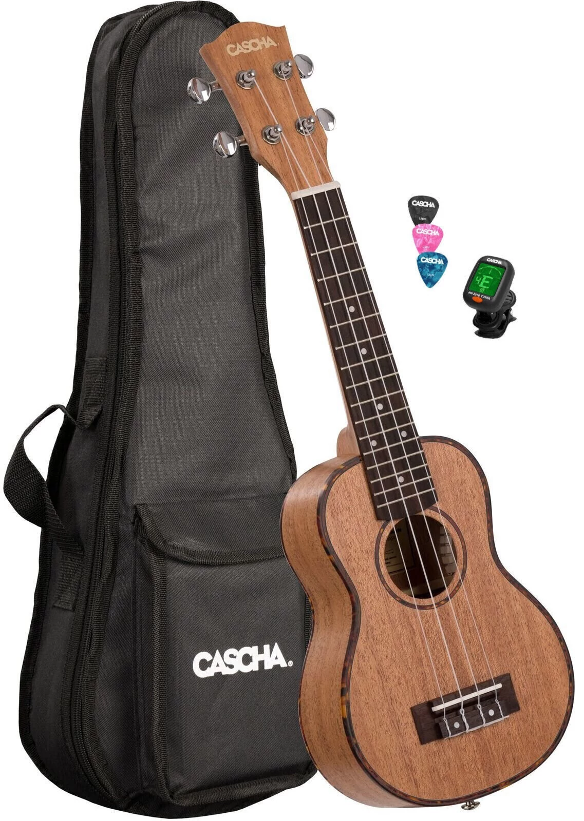 Cascha HH 2027 DE Premium Mahogany Soprano Ukulele Bundle EN