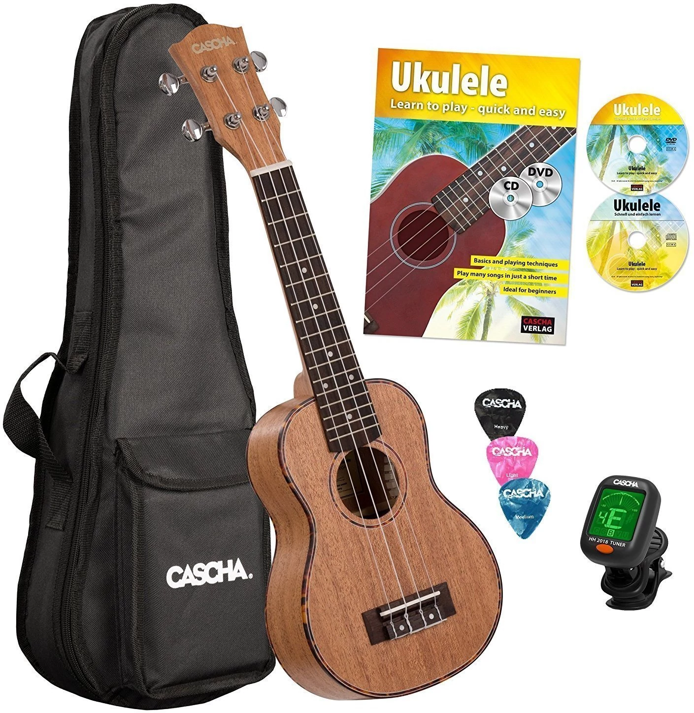 Cascha HH 2027 GB Premium Mahogany Soprano Ukulele Bundle EN