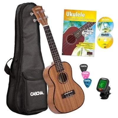 Cascha HH 2036 DE Premium Mahogany Concert Ukulele Bundle szett