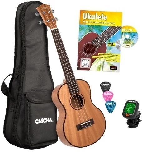 Cascha HH 2049 EN Premium Mahogany Tenor Ukulele Bundle