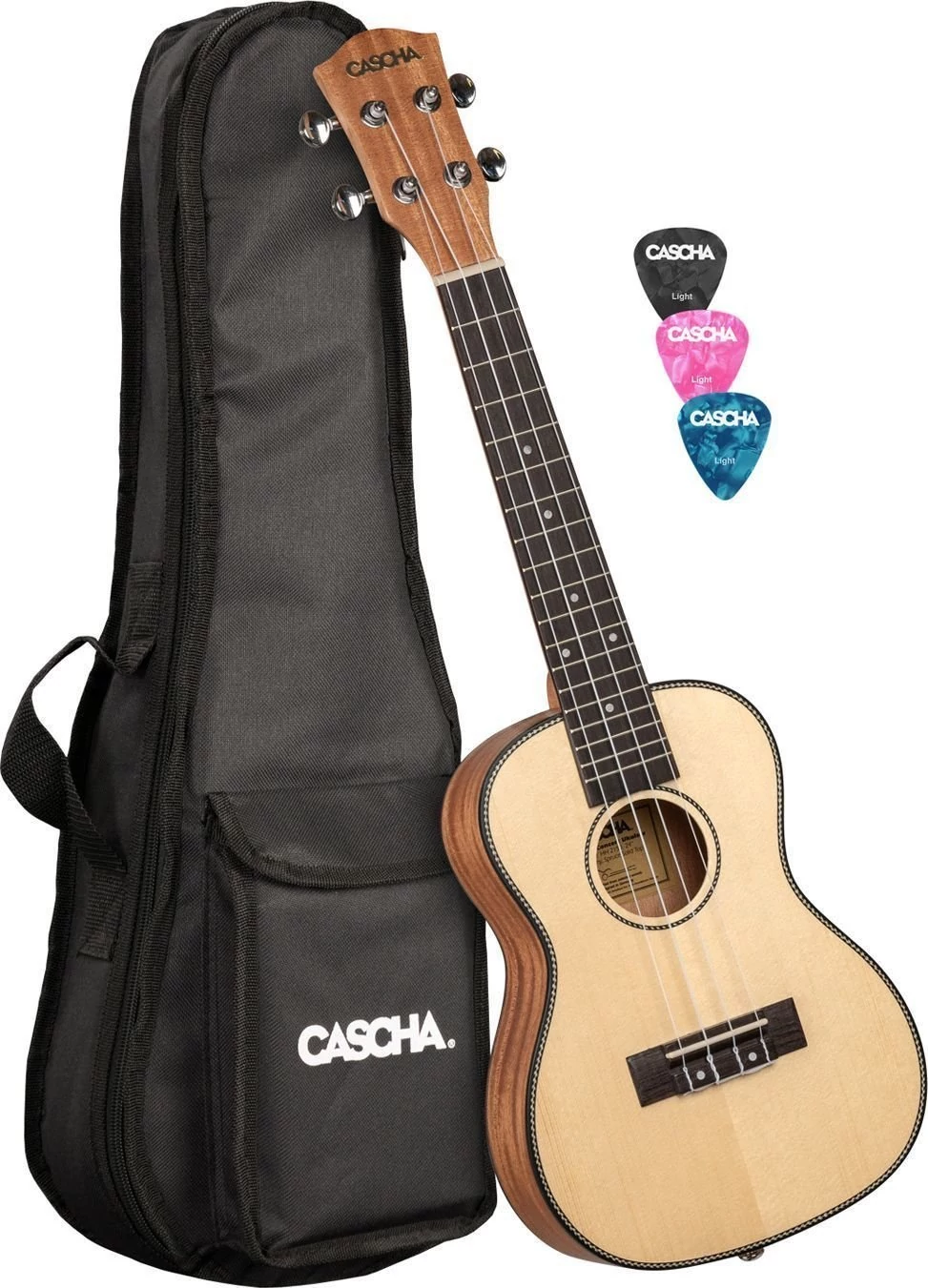 Cascha HH 2151 Concert Solid Top Ukulele Szett