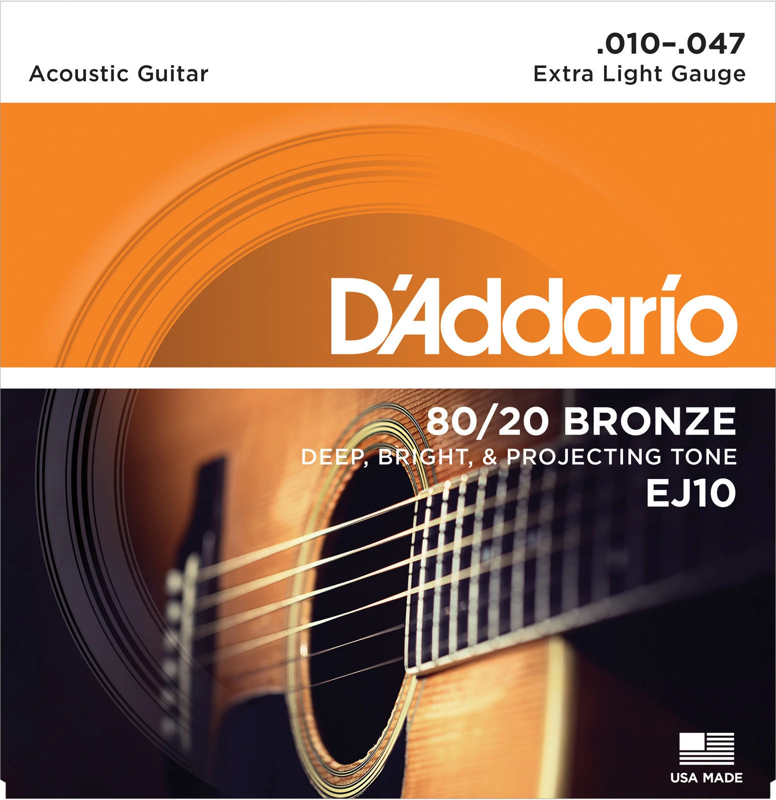 D'Addario EJ10 80/20 Bronze Extra Light 010-047 akusztikus/western gitárhoz szett