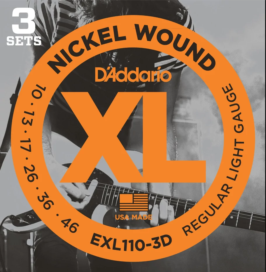 D'Addario EXL110-3D gitárhúr elektromos gitárhoz XL Nickel Round Wound 3 szett 1 csomagban