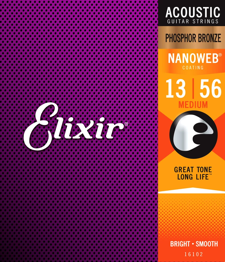 Elixir Phosphor Bronze NanoWeb (16102) 13-56 Medium akusztikus gitárhúr szett