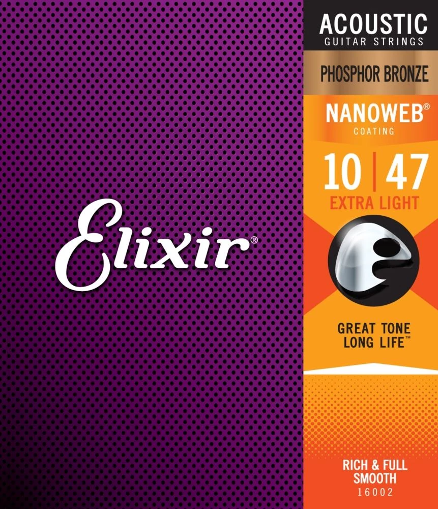 Elixir Phosphor Bronze NanoWeb (16002) 10-47 Extra Light akusztikus gitárhúr szett