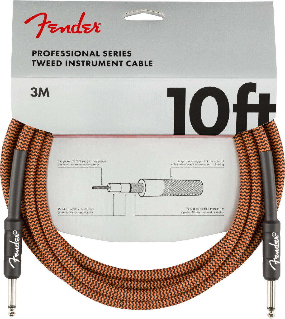 Fender Professional Series Instrument Cable Orange/Black 3m