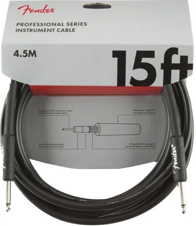 Fender Professional Series Fekete Egyenes - Egyenes 4,5m