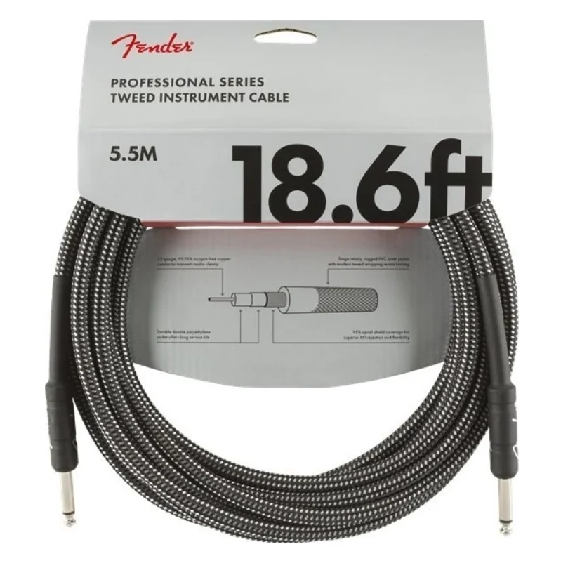 Fender Professional Series Szürke Egyenes - Egyenes hangszerkábel 5,5 m