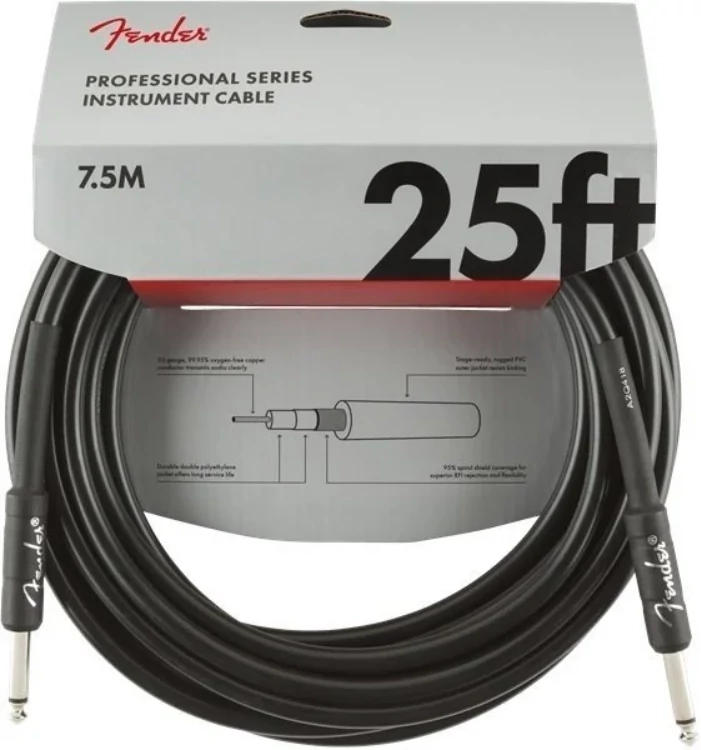 Fender Professional Series Fekete Egyenes - Egyenes 7,5m