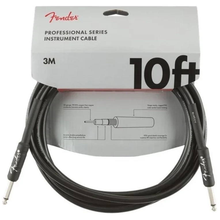 Fender Professional Series Fekete Egyenes - Egyenes 3m