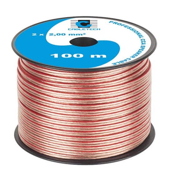 Cabletech KAB0359 transzparens réz-alumínium CCA, 2x2 mm2 Hangszórókábel méterre