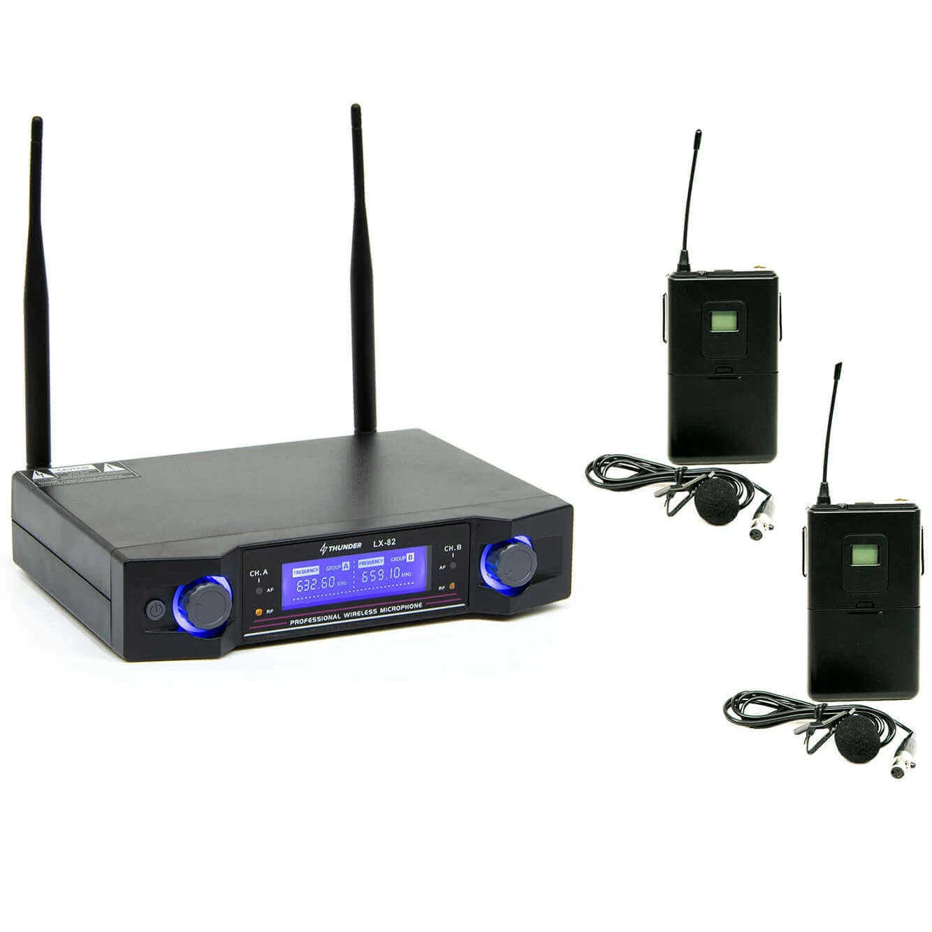 Thunder LX-82 2T UHF rádiós mikrofon (2 db CSÍPTETŐS mikrofon)